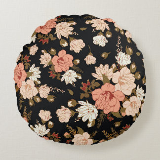 Hibiskus Floral: Nahtloses Muster Rundes Kissen