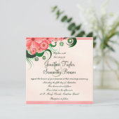 Hibiskus Floral Pink 5,25" Square Wedding Einladun Einladung (Stehend Vorderseite)