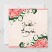 Hibiskus Floral Pink 5,25" Square Wedding Einladun Einladung (Rückseite)