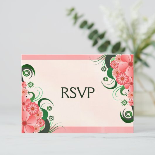 Hibiskus Floral Pink Elegante UAWG Response Card RSVP Karte (Stehend Vorderseite)