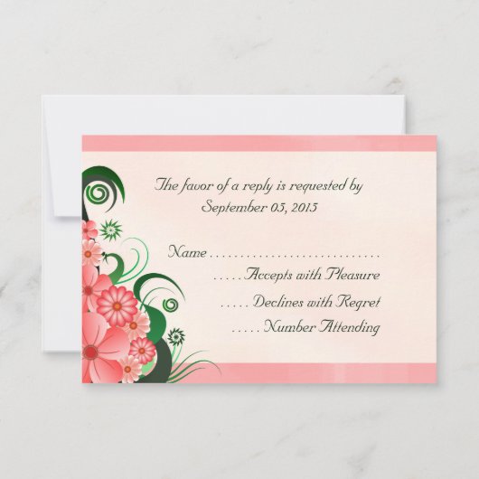 Hibiskus Floral Pink Elegante UAWG Response Card RSVP Karte (Rückseite)