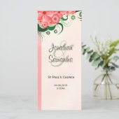 Hibiskus Floral Pink Hochzeitsprogramm Vorlagen (Stehend Vorderseite)
