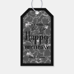 Hibiskus Floral Sketch Black Geschenkanhänger