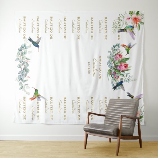 Hibiskus floral Step & Repeat Bautizo Hintergrund Wandteppich (Beispiel (Horizontal))