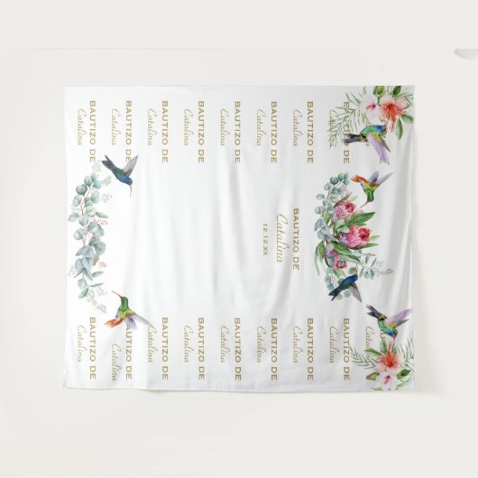 Hibiskus floral Step & Repeat Bautizo Hintergrund Wandteppich (Vorderseite (Horizontal))