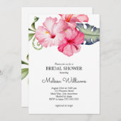 Hibiskus Floral Watercolor Romantisches Brautparty Einladung (Vorne/Hinten)