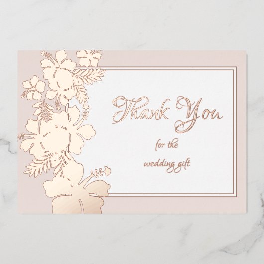 Hibiskus Foil Jeden Anlaß Elegante Vielen Dank Folieneinladung (Vorderseite)