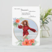 Hibiskus Foto Geburtstagseinladung Einladung (Stehend Vorderseite)