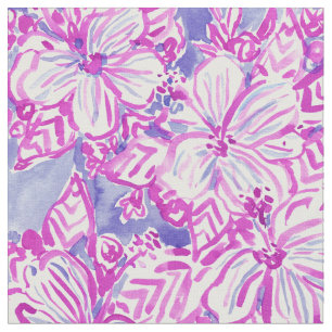 HIBISKUS FTW lila tropischer BlumenWatercolor Stoff