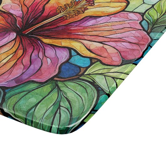 Hibiskus für gestufte Glaskunst Schneidebrett (Ecke)