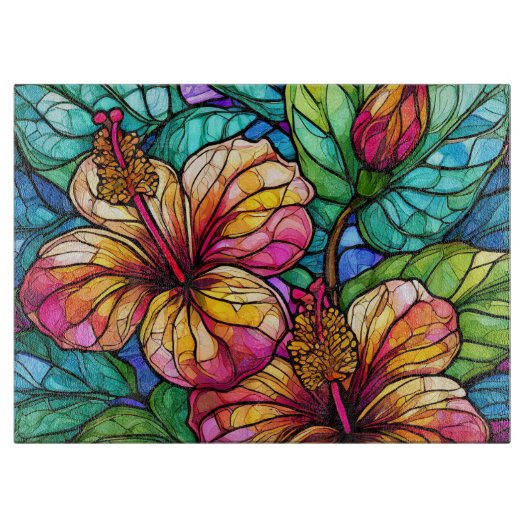 Hibiskus für gestufte Glaskunst Schneidebrett (Vorderseite)