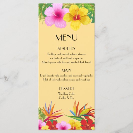 Hibiskus für tropische Destination gelb Menükarte (Vorderseite)