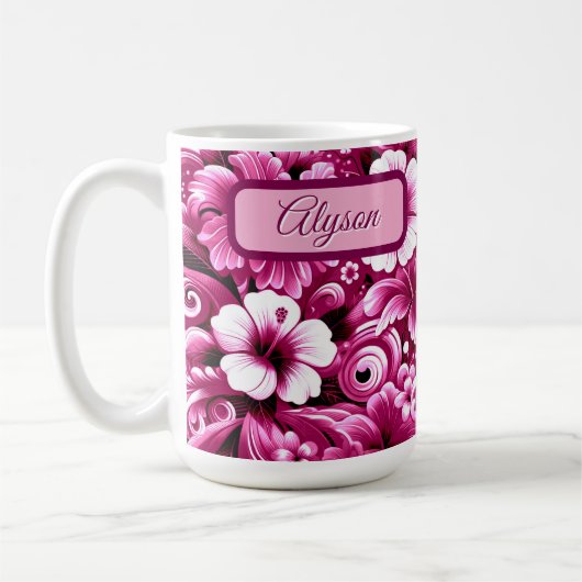 Hibiskus für tropische hawaiianische Blume Persona Kaffeetasse (Links)