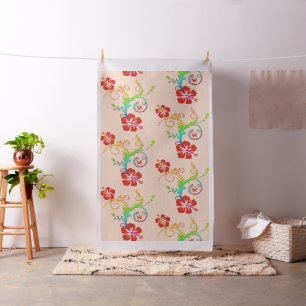 Hibiskus & Gecko Dekoration + Hintergrundfarbe Stoff