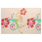 Hibiskus & Gecko Dekoration + Hintergrundfarbe Stoff (Fat Quarter (45,7 x 55,9 cm))