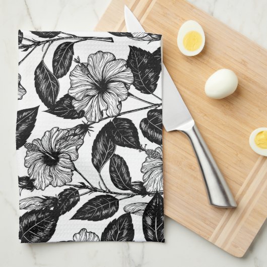 Hibiskus Geschirrtuch (Viertel Falte)