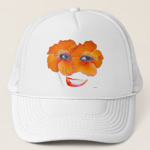 Hibiskus-Gesicht mit Lächeln - Orange Truckerkappe