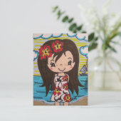 Hibiskus Girl Postkarte (Stehend Vorderseite)