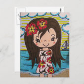 Hibiskus Girl Postkarte (Vorne/Hinten)
