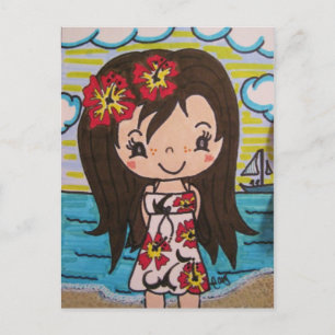 Hibiskus Girl Postkarte