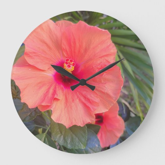 Hibiskus-Glanz Große Wanduhr (Vorderseite)