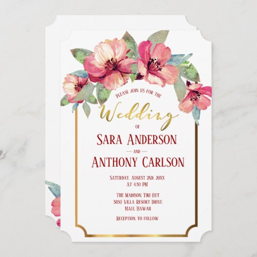 Hibiskus Goldmedaille Einladung (Vorne/Hinten)