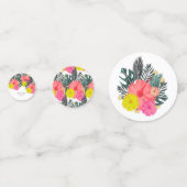 Hibiskus Hawaii Tropical Hand Drawn Bright Wedding Konfetti (Rückseiten)