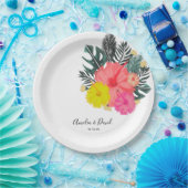 Hibiskus Hawaii Tropical Hand Drawn Floral Wedding Pappteller (Party)