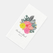Hibiskus Hawaii Tropical Hand Drawn Floral Wedding Serviette (Ecke)