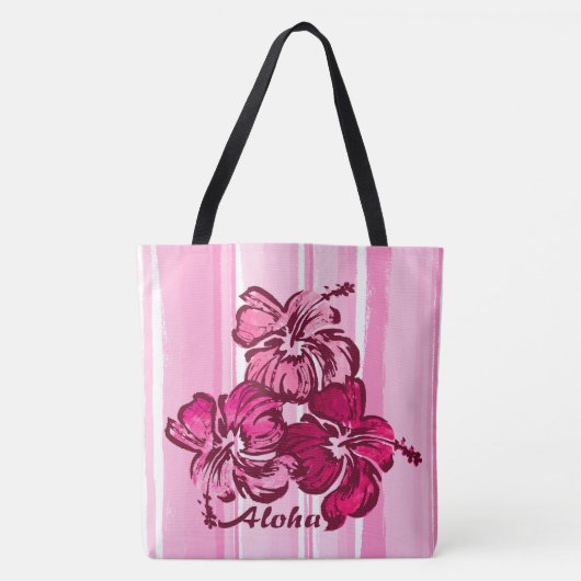 Hibiskus Hawaiian Reversible Beach Bag Tasche (Vorderseite)