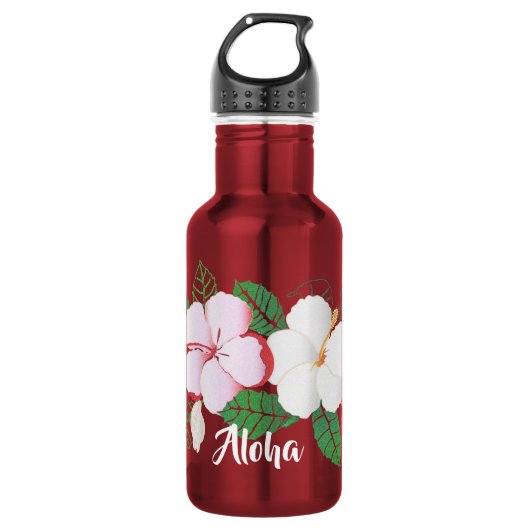 Hibiskus Hawaiian Tropical Floral Edelstahlflasche (Vorderseite)