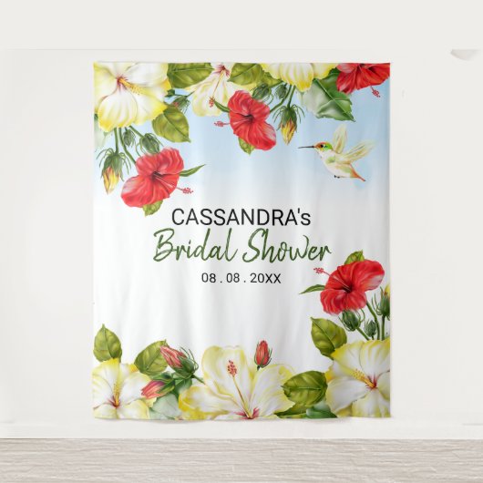 Hibiskus Hawaiian Tropical Floral Wedding Hintergr Wandteppich (Vorderseite)