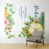 Hibiskus Hawaiian Tropical Floral Wedding Hintergr Wandteppich (Beispiel (Horizontal))