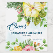 Hibiskus Hawaiian Tropical Floral Weinetikett (Einzelnes Label)