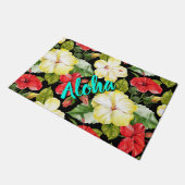 Hibiskus Hawaiian Tropical Foral Fußmatte (Schrägansicht)