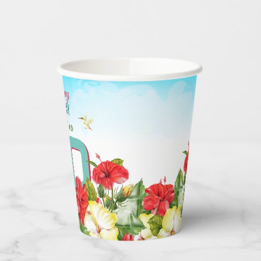 Hibiskus Hawaiian Tropical Personalisiert Geburtst Pappbecher (Links)