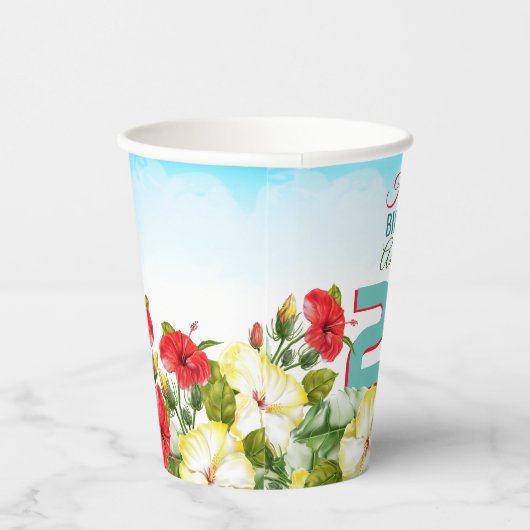 Hibiskus Hawaiian Tropical Personalisiert Geburtst Pappbecher (Rechts)