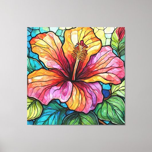 Hibiskus im Stile von Hartglas Leinwanddruck (Vorderseite)