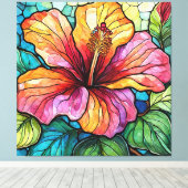 Hibiskus im Stile von Hartglas Leinwanddruck (Insitu (Holzboden))