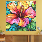 Hibiskus im Stile von Hartglas Leinwanddruck (Insitu (Wohnzimmer))