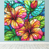 Hibiskus im Stile von Hartglas Leinwanddruck (Insitu (Holzboden))