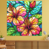 Hibiskus im Stile von Hartglas Leinwanddruck (Insitu (Wohnzimmer))