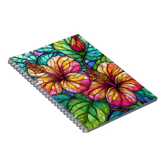 Hibiskus im Stile von Hartglas Notizblock (Rechte Seite)