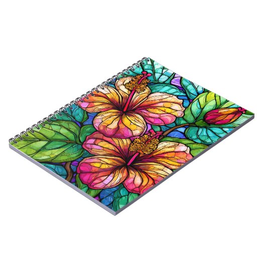 Hibiskus im Stile von Hartglas Notizblock (Linke Seite)