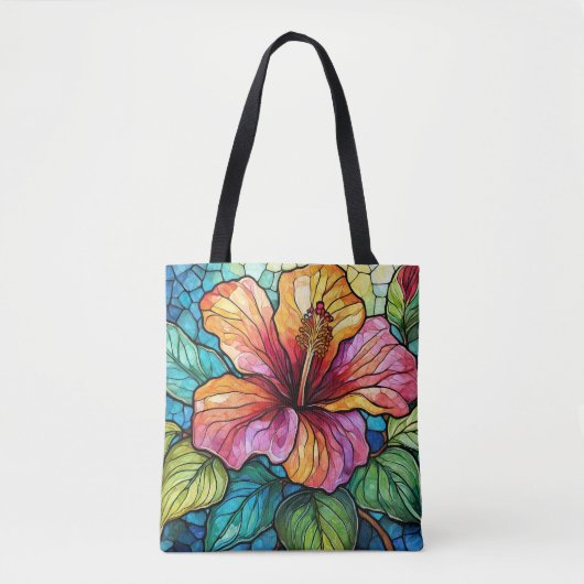 Hibiskus im Stile von Hartglas Tasche (Vorderseite)