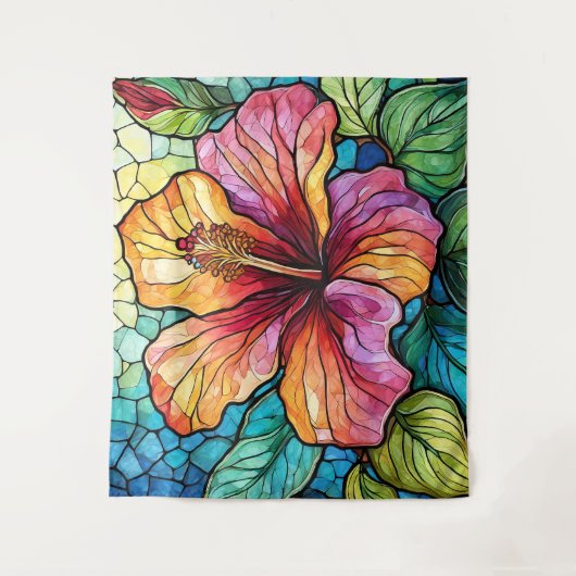 Hibiskus im Stile von Hartglas Wandteppich (Vorderseite)