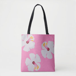 Hibiskus in der Pink Dog Tote Tasche