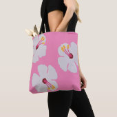 Hibiskus in der Pink Dog Tote Tasche (Von Nahem)