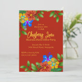 Hibiskus in Holly Christmas Office Party Einladung (Stehend Vorderseite)