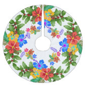 Hibiskus in Holly Tropical Design Polyester Weihnachtsbaumdecke (Vorderseite)